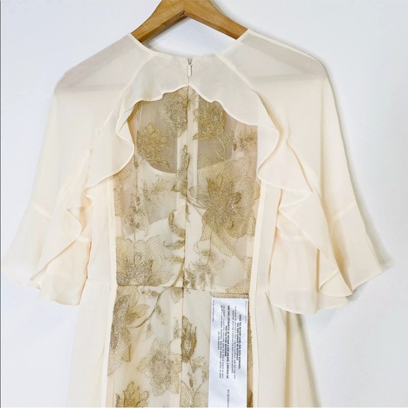 BCBGMAXAXRIA Cream Gold Embroidered Dress - Picture 8 of 10